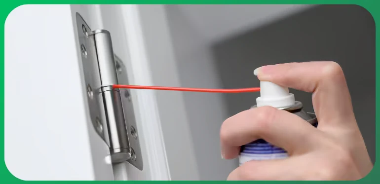 Lubricating window hinges as part of regular maintenance