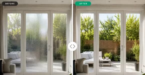 uPVC patio door with new middle glass panel in West London