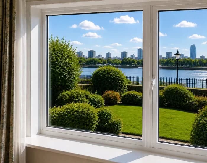 Clear replacement double glazing in a finished uPVC window