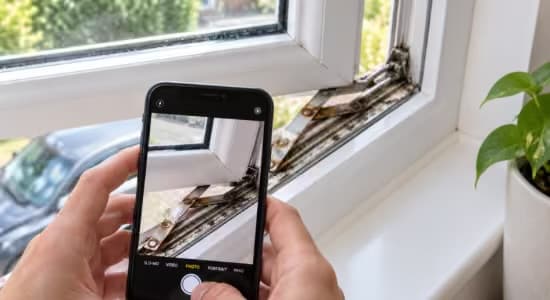 Customer photographing a uPVC window handle and lock strip on a phone