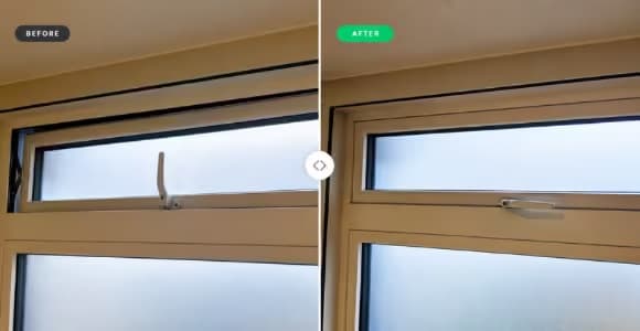 New espagnolette lock fitted to a top-hung uPVC window