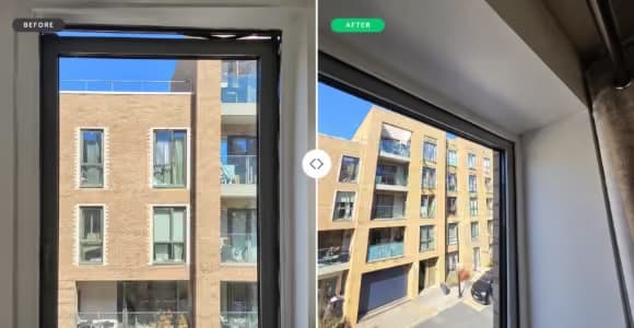 Side-hung aluminium casement window after lock mechanism replacement